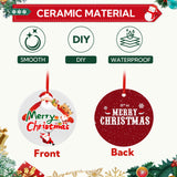 60 PCS Sublimation Ceramic Ornament Blank 3 Inch Round Two-Sided Printed White Ceramic Decoration Christmas Sublimation Ornament Blanks with Gold String for DIY Crafts Christmas Tree Decoration VZZNN