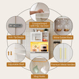 HOOBRO Pantry Cabinet, 67" Kitchen Pantry Storage Cabinet with LED Lights and Charging Station, Modern Hutch Cabinet with Microwave Stand, Cup and Goblet Holders, Shelves for Kitchen, White HOOBRO