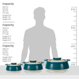 Milton Casserole for hot food, Double walled insulated inner Stainless Steel hot pot with lid, Serving box for food and roti, insulated serving bowl with lid, Set of 3 Venice, Marble Green MILTON