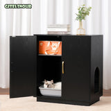 Gitelsnour Litter Box Enclosure, 30.9'' High Large Litter Box Furniture, Modern Cat Litter Box Enclosure with Hidden Storage, Side Table, End Table, Black GCLB003BK Gitelsnour