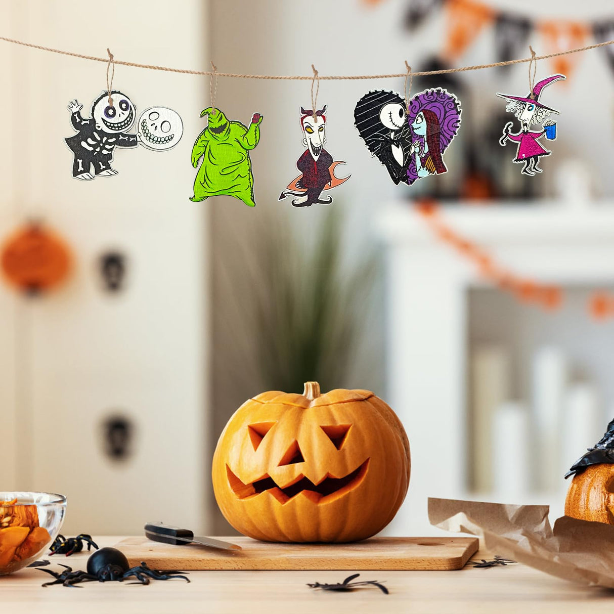 37 PCs Halloween Christmas Nightmare Ornaments Halloween Christmas Nightmare Wooden Hanging Ornament Decoration,Halloween Witch Pumpkin Nightmare Theme Party Decor Halloween Party Supplies zhcoy