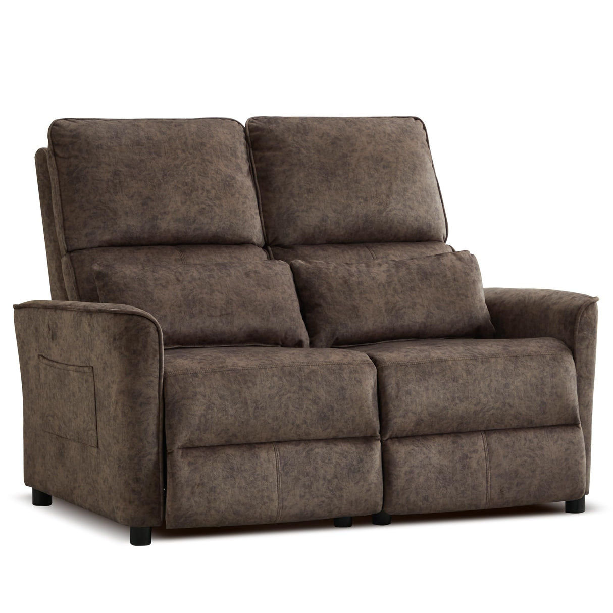 DRMBOOK 52'' RV Loveseat Recliner Sofa, Velvet Fabric Double Camper Couch 2 Seater Recliner, Home Movie Theater Seating Chair, 2 Person Push Back Recliners for Living Room, Brown DRMBOOK