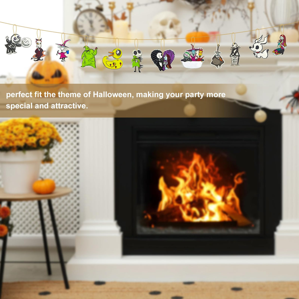 37 PCs Halloween Christmas Nightmare Ornaments Halloween Christmas Nightmare Wooden Hanging Ornament Decoration,Halloween Witch Pumpkin Nightmare Theme Party Decor Halloween Party Supplies zhcoy