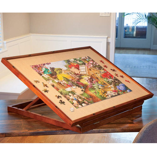 Bits and Pieces - Deluxe Swivel Puzzle Easel Board - Jigsaw Table Accessory - Non-Slip Felt Work Surface with Cover - WoodArtSupply