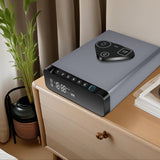 FTOP Biometric Fingerprint Gun Safe, Clock Handgun Safe with 3-in-1 Watch & Phone Wireless Charging, Drawer Lock for Hand guns, Cash, Valuables- with Humidity Reader|Temperature| Alarm Clock| Screen FTOP