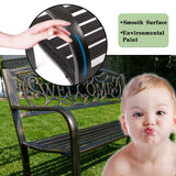 FDW 50" Patio Garden Bench Park Yard Outdoor Furniture Steel Frame Porch Chair FDW