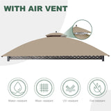 JANCANOPY Replacement Cover for 10X12Ft Oakmont Gazebo L-GZ1188PST-A,Pinehurst Gazebo L-GZ1188PST,Khaki JANCANOPY