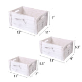 SENRYEE Farmhouse Antique White Wooden Crate For Storage,Rustic Decorative Boxes,Set Of 3 Extra Large Nesting Wooden Storage Crates For Home Decor,Handmade Natural Solid Wood Box (Rustic White) SENRYEE