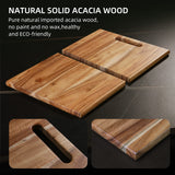 YSTKC Acacia Wood Cutting Board with Hand Grip 15" x 9.7" Inch, Wooden Reversible Chopping Board with Handle for Kitchen Meal Prep Serving, Chopping, YSTKC