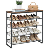 HOOBRO Shoe Rack, 5 Tier Shoe Organizer, Adjustable Shoe Shelves, Flat or Slanted, Holds 16-20 Pairs, Stable and Durable for Entryway, Closet, Rustic Brown and Black BF08XJ01 HOOBRO