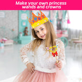RGISHOP 24 Pack Princess Fairy Wands and Crowns Kit Unfinished Wooden Princess Wands Felt Crown Tiara Headbands Make Your Own Magical Wand Crafts for Kids Classroom Activities RGISHOP