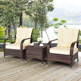 Tangkula 3 Piece Patio Furniture Set, 2 Wicker Chairs with Glass Top Coffee Table, Outdoor Garden Porch Poolside Furniture Set for 2, Rattan Conversation Set Tangkula
