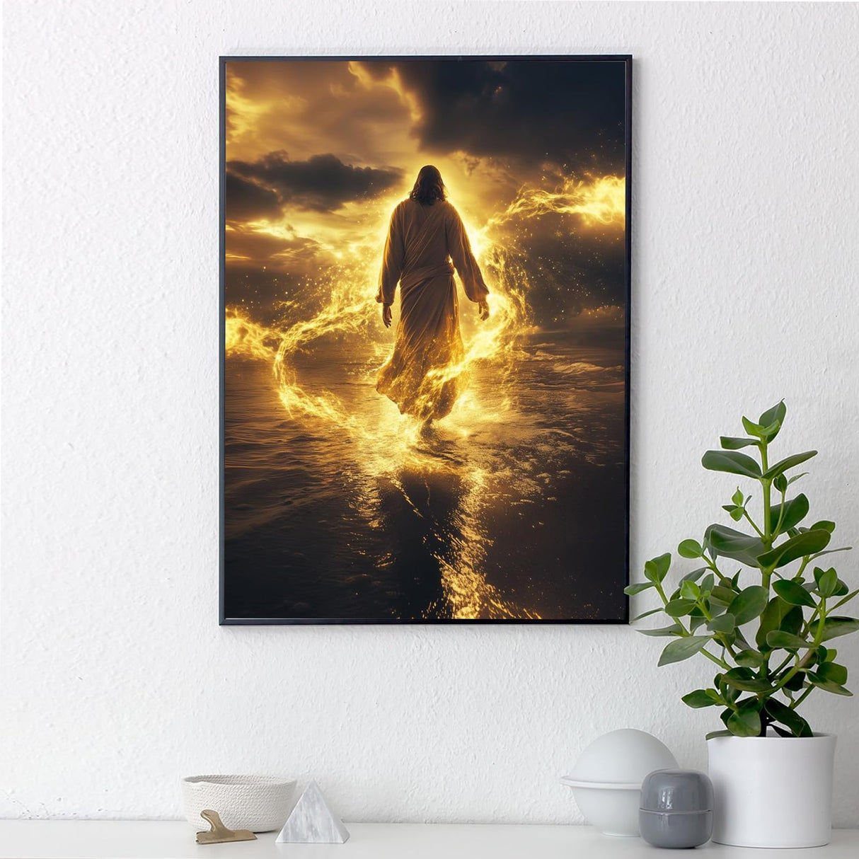 Yezavesu Jesus Diamond Art Kits for Adults, Jesus 5D Diamond Painting Kit for Beginners, DIY Round Full Drill Painting with Gem Art Kits for Home Wall Decor 12x 16 Inch Yezavesu