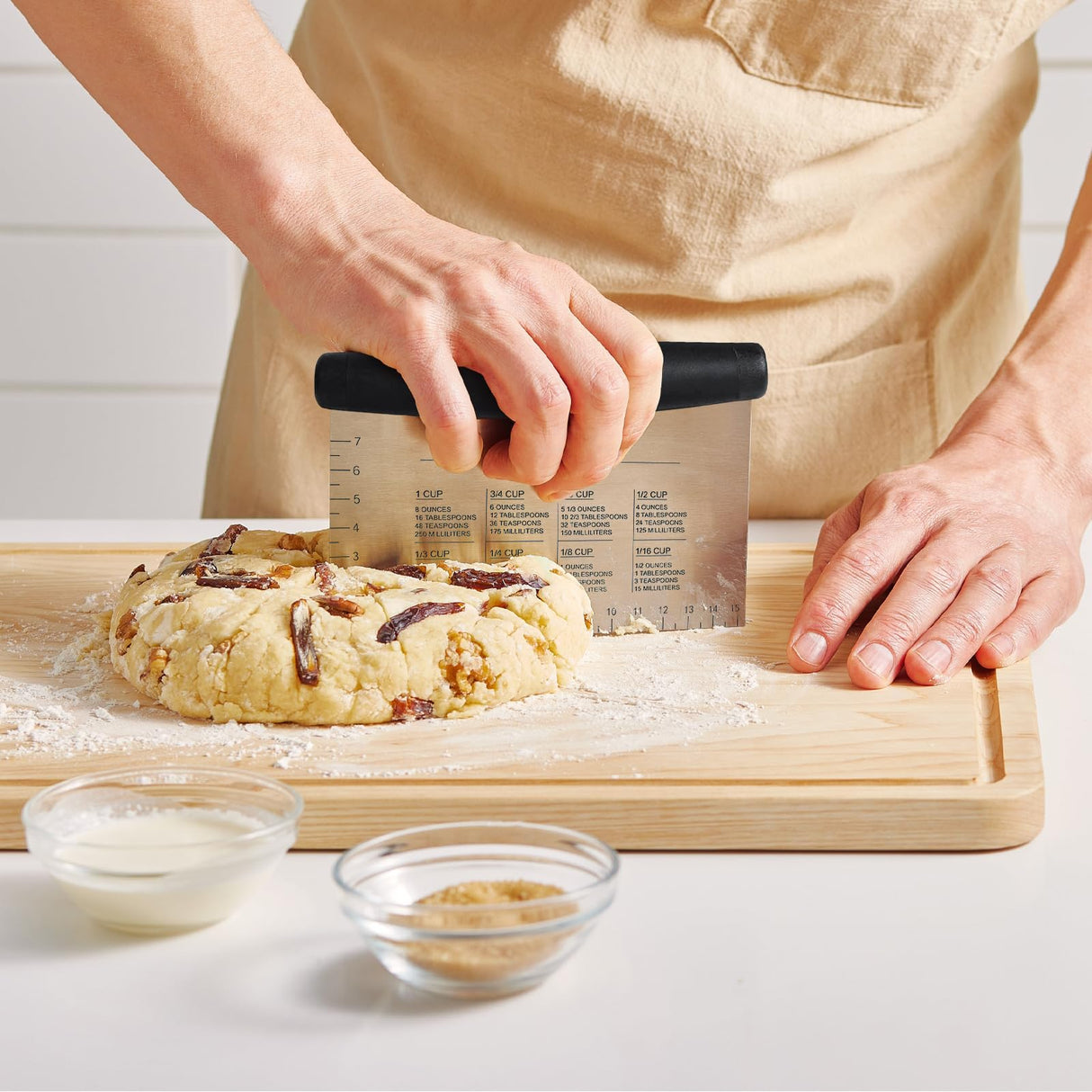 ALLTOP Bench Scraper & Chopper for Kitchen - Ideal Baking Essential Utensil,Stainless Steel Pastry/Dough/Food Cutter Tool for Cake Pizza Bread,Grilling,Cooking - 1 Pack ALLTOP