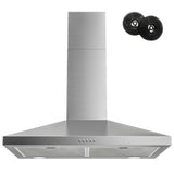 FIREGAS Range Hood 30 Inch, Stainless Steel Wall Mount Kitchen Hood 450 CFM with 3 Speed Exhaust Fan, Ducted/Ductless Convertible, Stove Vent Hood for Kitchen with Aluminium Mesh and Charcoal Filters FIREGAS