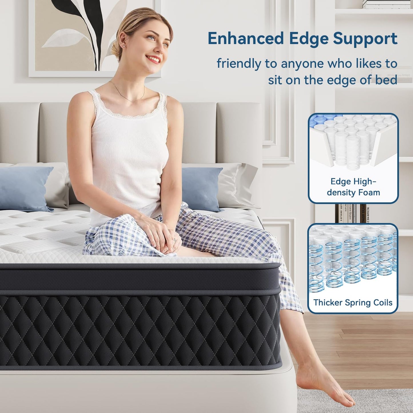 ELEMUSE 10 Inch Cal King Mattress in a Box, Memory Foam Hybrid Mattress with Individually Pocketed Springs for Isolate Motion, Pressure Relief, CertiPUR-US Certified