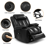 PARKOL Power Lift Recliner Chair for Elderly Breathable Leather Recliner Chair with Massage and Heat,2 Cup Holders,Electric Stand Assist,USB Ports,Gifts for Family (Black) PARKOL