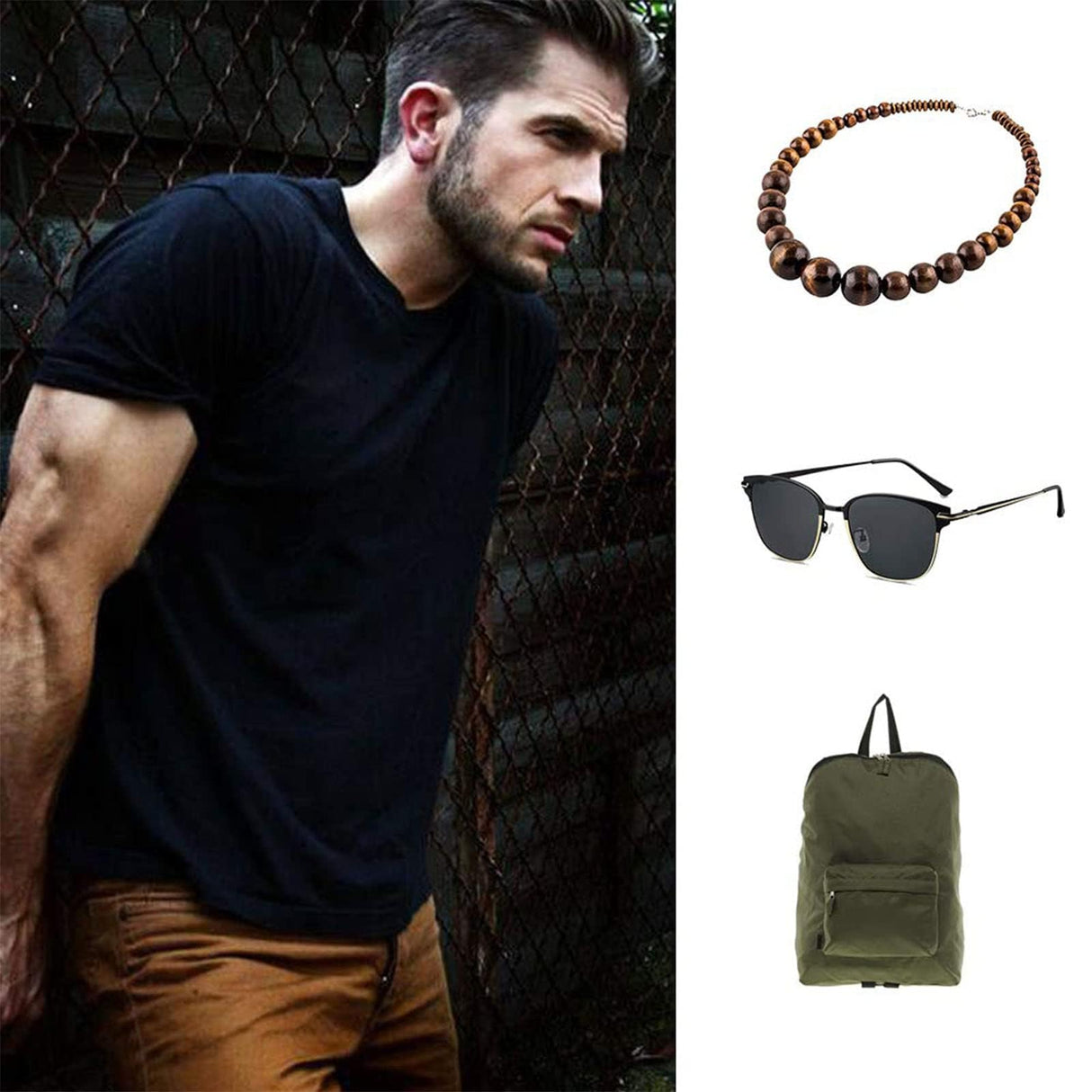 EVBEA Wood Bead Necklace Africa Wooden Chain Statement Unisex Chunky Necklaces EVBEA