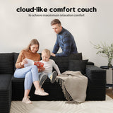 107.5" Cloud Modular Sectional Sofa with 1 Ottoman,Modern Minimalist Upholstered Couches, Comfort U Shaped Sofa for Living Room,Deep Seat Corner Couch，No Assembly Required (Black,Right Facing Chaise) Settab