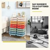 Giantex 20 Drawers Rolling Cart, Mobile Storage Drawer Cart, Classroom Organizer Cart for Office School Supplies Teacher Tools Scrapbook Paper Craft Small Printer, Utility Cart on Wheels, Macaron Giantex