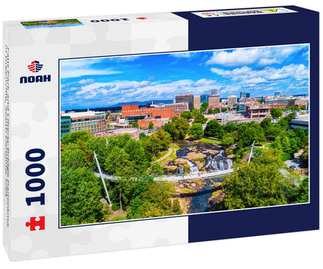 Noah Jigsaw Puzzle Falls Park and Liberty Bridge Panorama in Greenville, South Carolina, USA 1000 Pieces WoodArtSupply