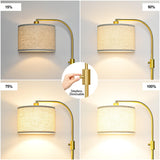 【Upgraded】 Dimmable Gold Floor Lamp, 1200 Lumens LED Bulb Included, Arc Floor Lamps for Living Room Modern Standing Lamp with Linen Shade, Tall Lamp for Living Room Bedroom Office Reading Room Nursery Nintiue