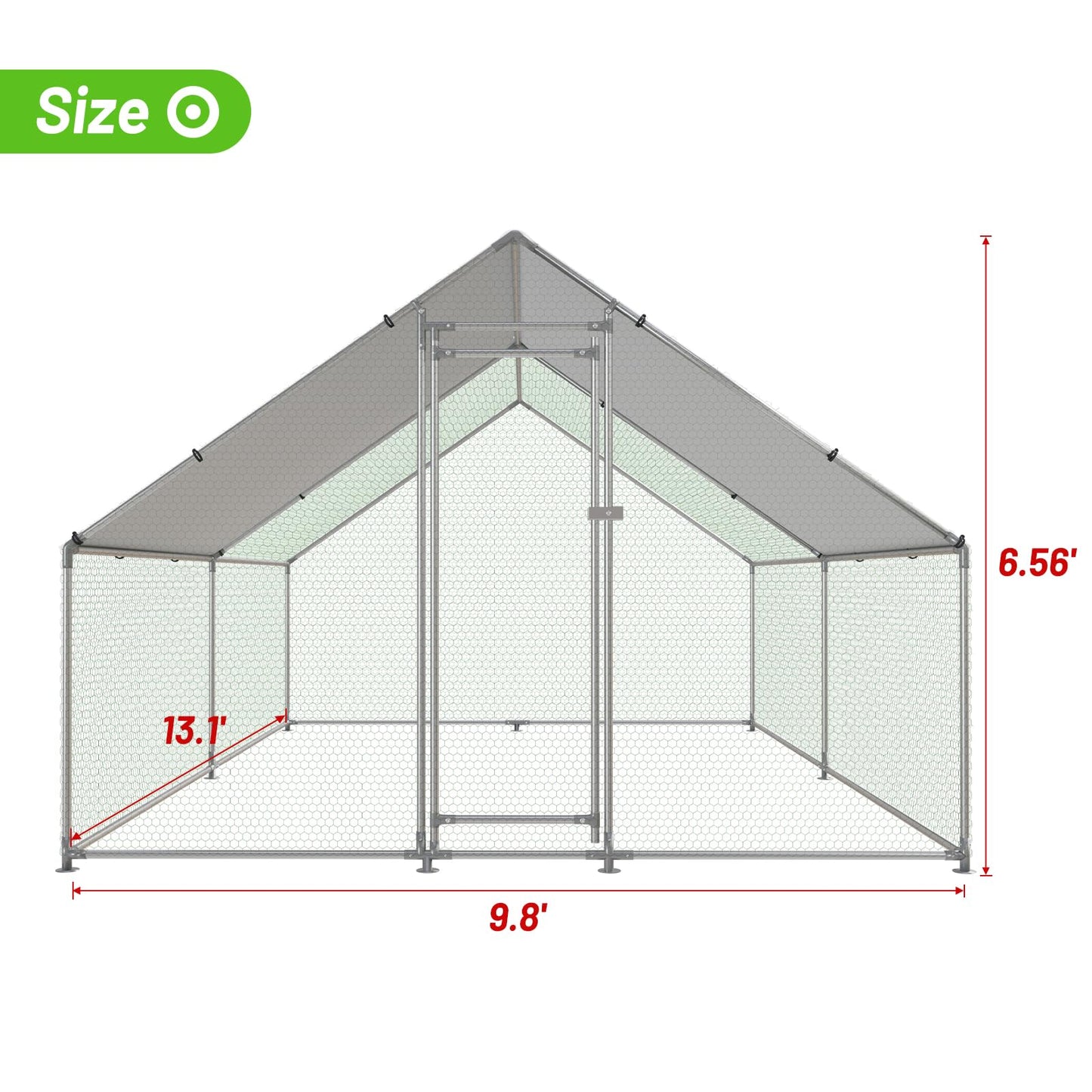 NUGRIART Large Metal Chicken Coop Walk-in Poultry Cage with Water-Resident and Anti-UV Cover Duck Rabbit Cat House Outdoor Chicken Run Pen with Spire Shaped Cage - WoodArtSupply