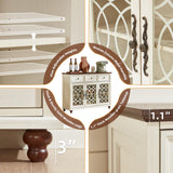 Joaxswe Farmhouse Sideboard Buffet Cabinet with Storage,48" Large Credenza with 3 Glass Doors & 3 Drawers,Adjustable Shelves Console Table,Wood Kitchen Coffee Bar for Dining Room,Living Room,White Joaxswe