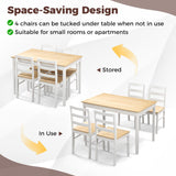 GOFLAME 5 Piece Dining Table Set for 4, Farmhouse Kitchen Table and 4 Chairs with Rubber Wood Legs, Space-Saving Wooden Dinette Set for Small Space, Dining Room, Breakfast Nook, Natural GOFLAME