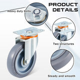 Sacubee 5 Inch Casters Replacement Kit Heavy Duty Non Marking Wheel TPR Rubber Silent Wheels, Includes 4 Swivel and 4 Rigid Casters(8 Pcs) Sacubee