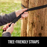 GORILLA GRIP Durable Portable Camping Hammock, Holds 400lbs with Heavy Duty Tree Straps, Comfortable Travel Swing, Camp Hammocks, Easy to Use and Install, Outdoor Essentials, Blue, 9x4.5 FT GORILLA GRIP