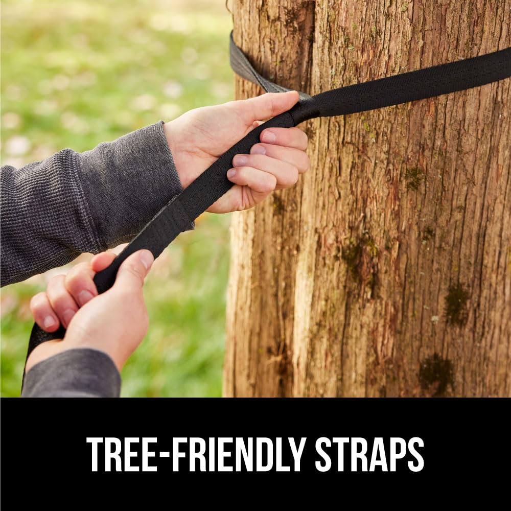GORILLA GRIP Durable Portable Camping Hammock, Holds 500lbs with Heavy Duty Tree Straps, Comfortable Travel Swing, Camp Hammocks, Easy to Use and Install, Outdoor Essentials, Blue, 10x6.5 FT GORILLA GRIP