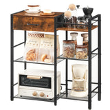 HOOBRO Coffee Bar Cabinet, Farmhouse Coffee Stand Station, 6 Tiers Kitchen Station Table with Drawer, Kitchen Bar Table for Small Space, Buffet Sideboard Cabinet with Storage, Rustic Brown BF77KF01 HOOBRO