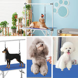 GarveeHome 36" Dog Grooming Table,Portable Trimming Table Drying Table,Foldable Home Pet Bathing Station with Adjustable Height Arm,Nooses, Mesh Tray Blue GarveeHome