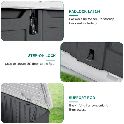 YITAHOME Outdoor Resin Storage Sheds, 39 in Height Lockable Waterproof Horizontal Shed w/o Shelf，Easy to Assemble Shed Storage for Garden Tools, Dark Gray - WoodArtSupply