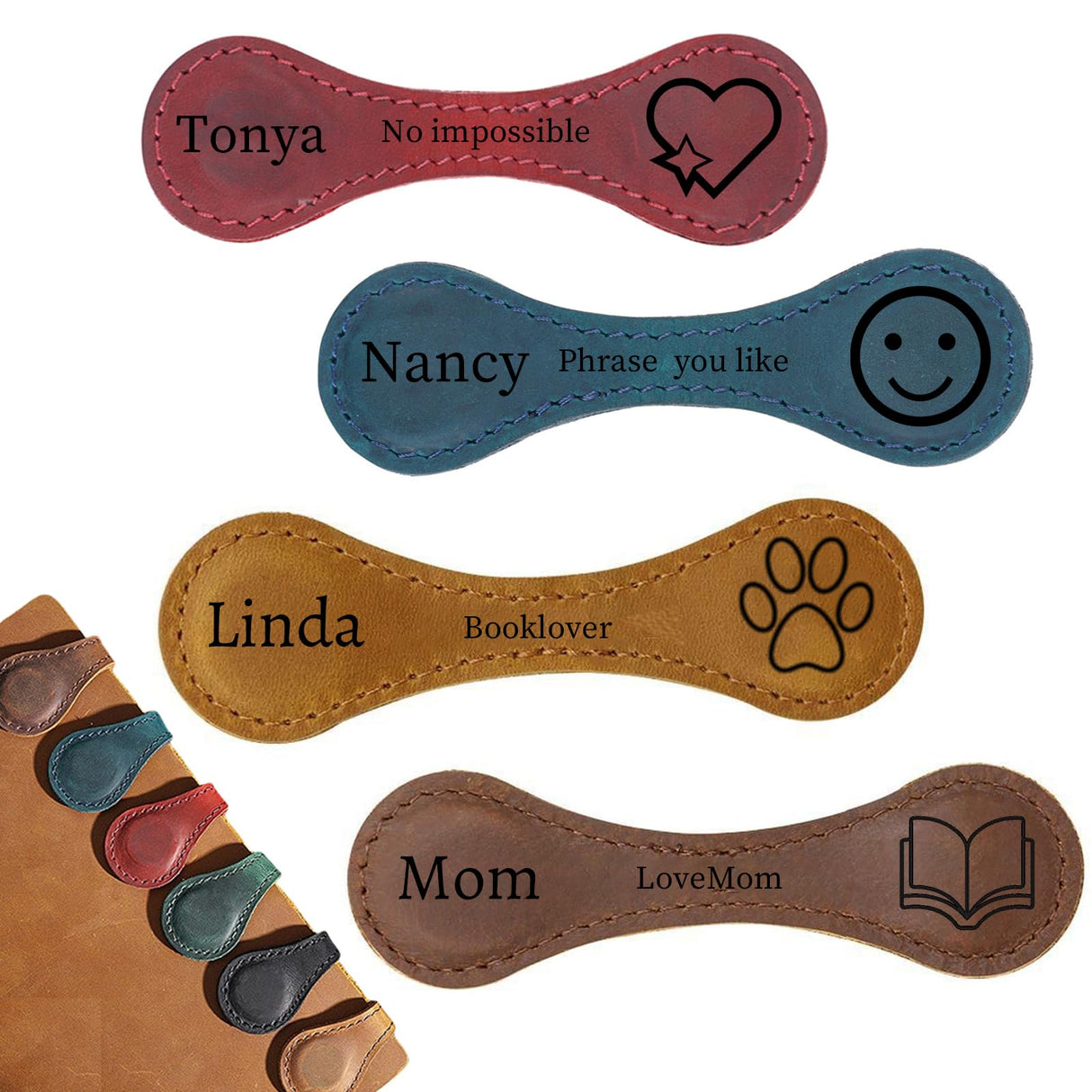 Personalized Magnetic Leather Bookmarks for Reading Women,Custom Magnet Book Mark Clips with Initial Gifts for Readers Men Book Lovers Classmate (Leather Magnetic Bookmark) WoodArtSupply