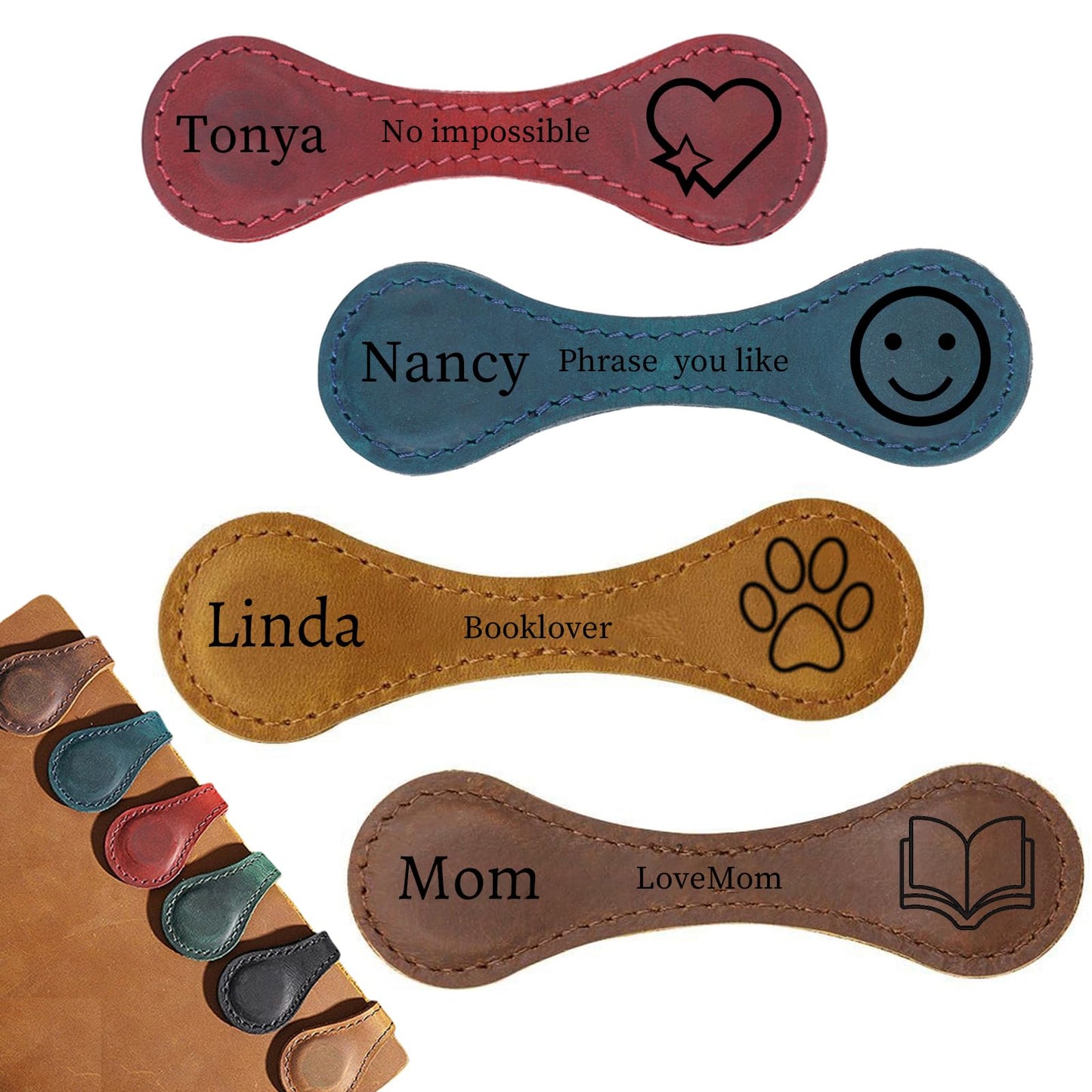 Personalized Magnetic Leather Bookmarks for Reading Women,Custom Magnet Book Mark Clips with Initial Gifts for Readers Men Book Lovers Classmate (Leather Magnetic Bookmark)