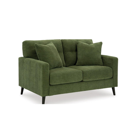 Signature Design by Ashley Bixler Mid-Century Modern Tufted Loveseat with 2 Toss Pillows, Green Signature Design by Ashley