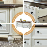 RWYHG 48" Farmhouse Coffee Table with Hidden Storage,Wooden Coffee Tables with 4 Drawers & Roman Column Handle,Rectangular Rustic Center Table with Solid Wood Curved Base for Living Room,Office,White RWYHG