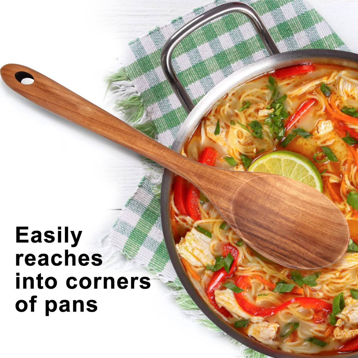 14 Inch Large Wooden Spoon for Cooking Mixing Spoon Serving Spoons Big Non Stick Wood Spoon Spatula Long Handle Spoon Stirring Cooking Spoon Renawe