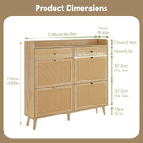 GarveeHome Shoe Cabinet with 4 Rattan Flip Drawers & 2 Drawer, Hidden Free-Standing Shoe Rack, Wooden Shoe Storage Cabinet with Legs for Entryway Hallway, Living Room GarveeHome