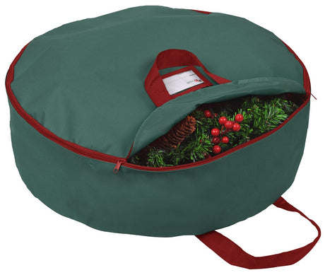 Primode Christmas Wreath Storage Bag 24"- Garland Wreaths Container with Handles - Durable 600D Oxford Polyester Material Holiday Wreaths Storage Holder 24” (Green) Primode