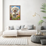 MEIYUDA Dog Diamond Art Kits for Adults, 5D Cute White Doggy Diamond Art Kits for Beginners, DIY Round Full Drill Diamond Gem Art with Painting Tools for Home Wall Decor 12x16 Inch MEIYUDA