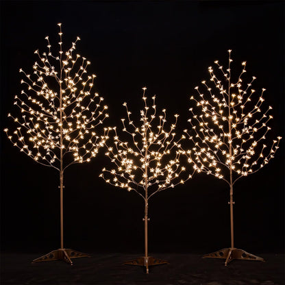 Tybeeu Lighted Cherry Blossom Tree Set 4ft, 5ft and 6ft with 144/184/240 Warm White LED Lights for Holiday Decor - Dimmable, UL Certified, Waterproof - Ideal for Indoor and Outdoor Decoration