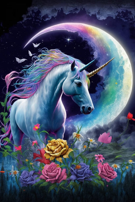 Colorful Flower Unicorn Diamond Painting Kits, Diamond Painting 5D Round Diamond Cross Stitch Adults Family Easy Interactive Art, for Wall Decor Club Decor Or Gift 12X16Inch STOJAN