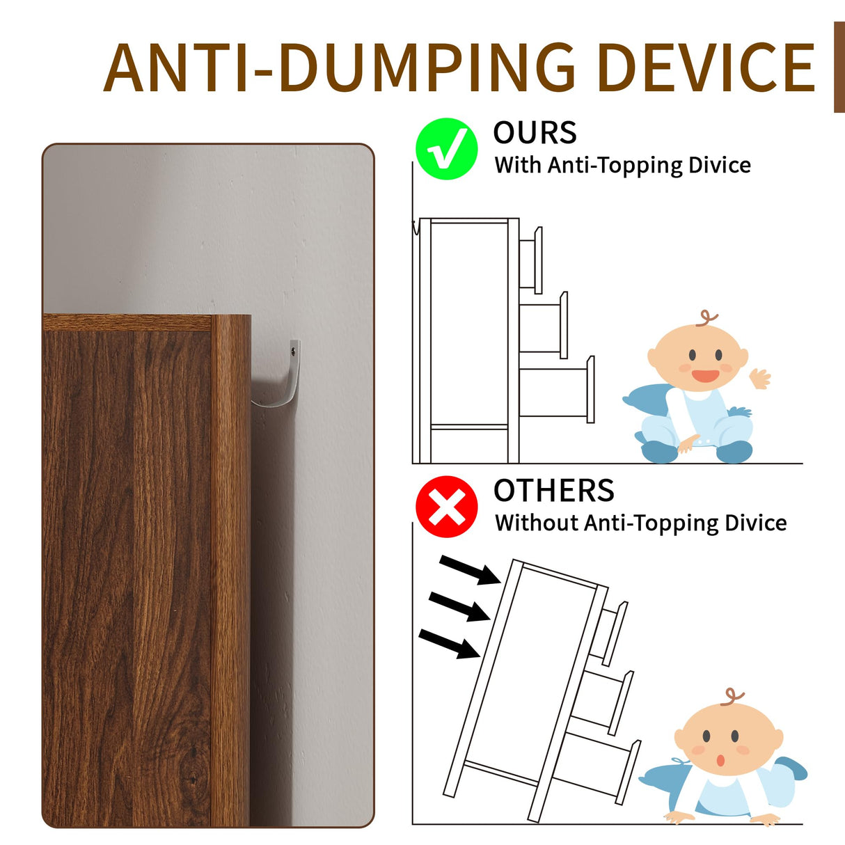 CHUWELL Walnut Dresser for Bedroom, 63" Wide Mid Century Modern Chest of Drawers with 9 Large Storage Space and 4 Solid Wood Cylindrical Legs, 9 Drawer Large Dresser for Bedroom(Walnut) CHUWELL