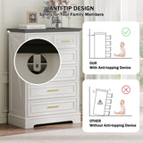 Virabit White Dresser for Bedroom with 6 Drawers, 44" Tall Wooden Farmhouse Cabinet, Modern Kids Dresser with Metal Handle, Mid Century Chest of Organizer for Closet, Living Room, Hallway Virabit