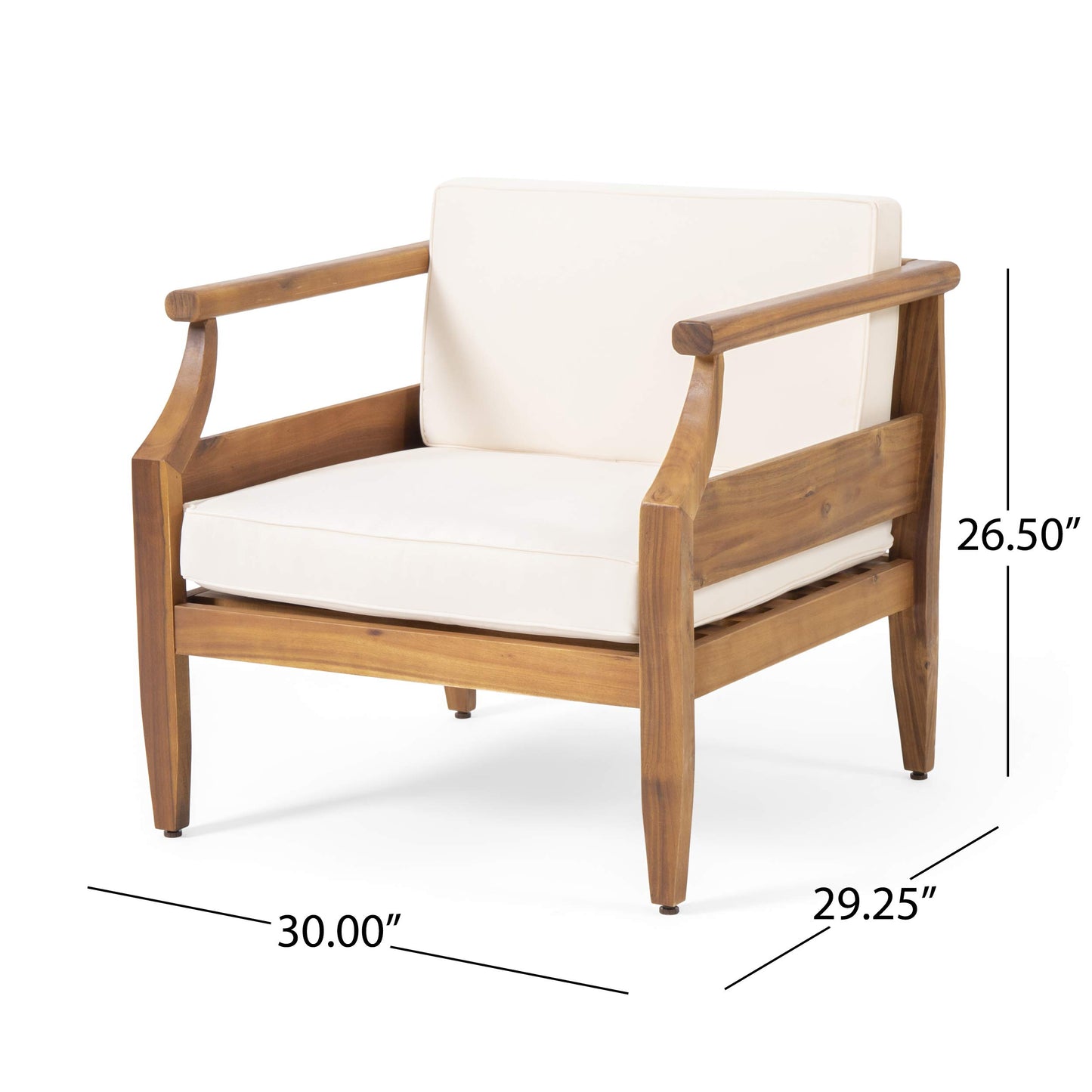 Christopher Knight Home Daisy Outdoor Club Chair with Cushion (Set of 2), Teak Finish, Cream - WoodArtSupply