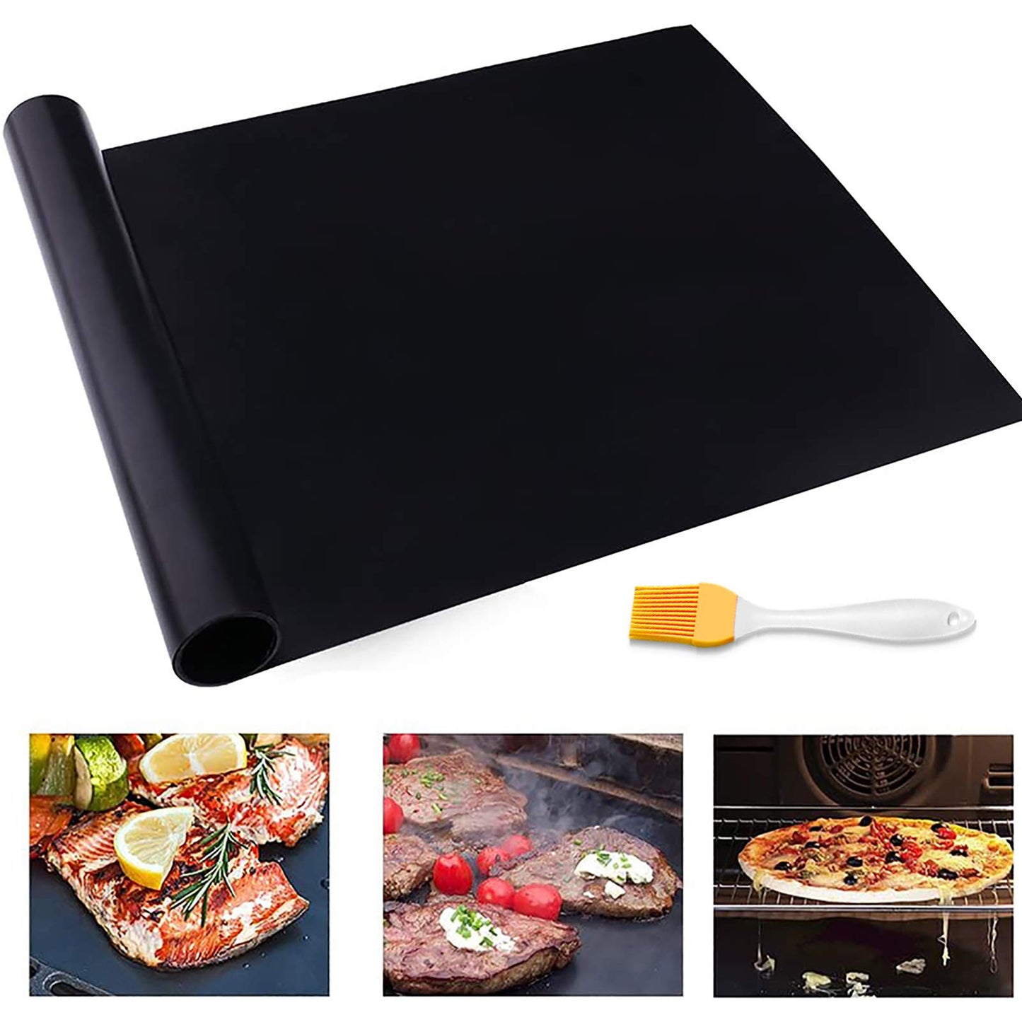 Grill Mat, 70" x 16" Grilling Mats for Outdoor Grill Nonstick, BBQ Silicone Grill Mat Accessories for Griddle, Cut to any Size, Resuable and Easy to Clean, Works On Charcoal Electric Gas Grill - Black