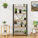 FATORRI 5-Tier Rustic Oak Industrial Bookshelf – Stylish Wood and Metal Etagere Bookcase FATORRI